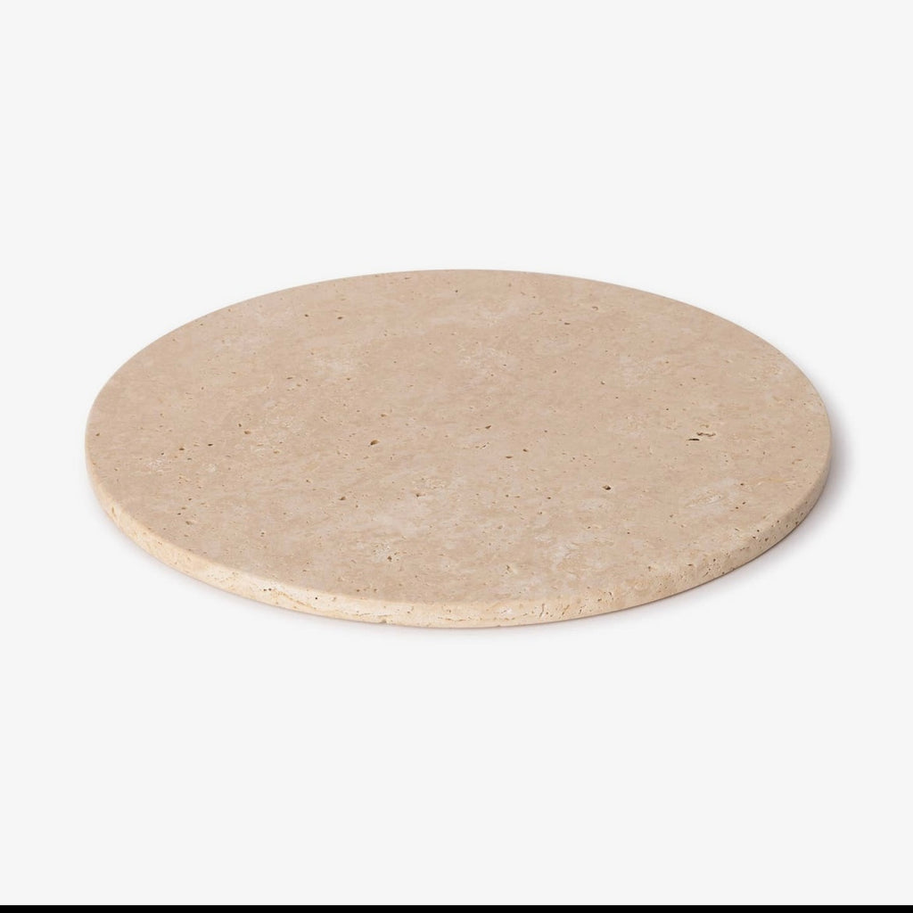 Plateau rond plat en Travertin