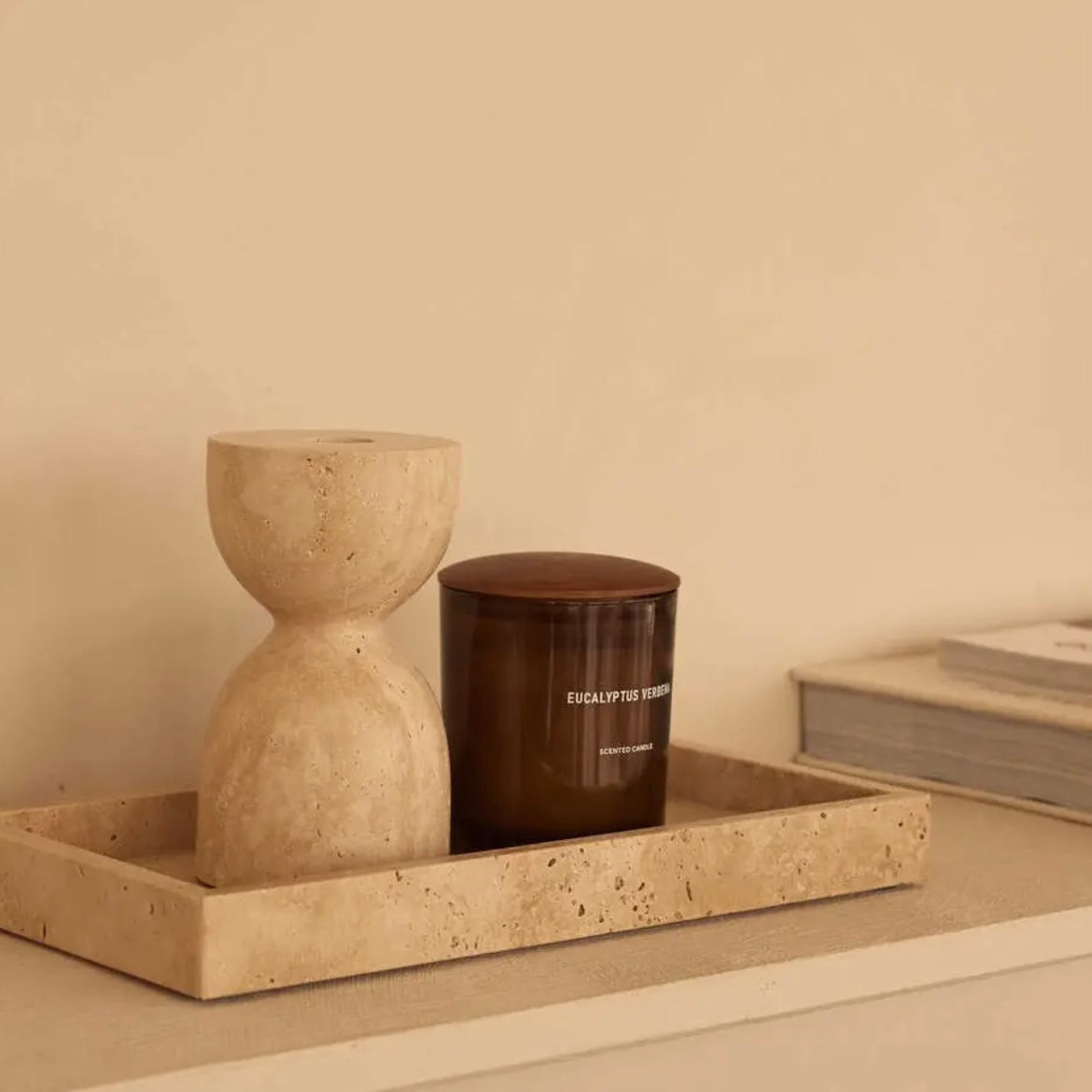 Plateau rectangle en Travertin